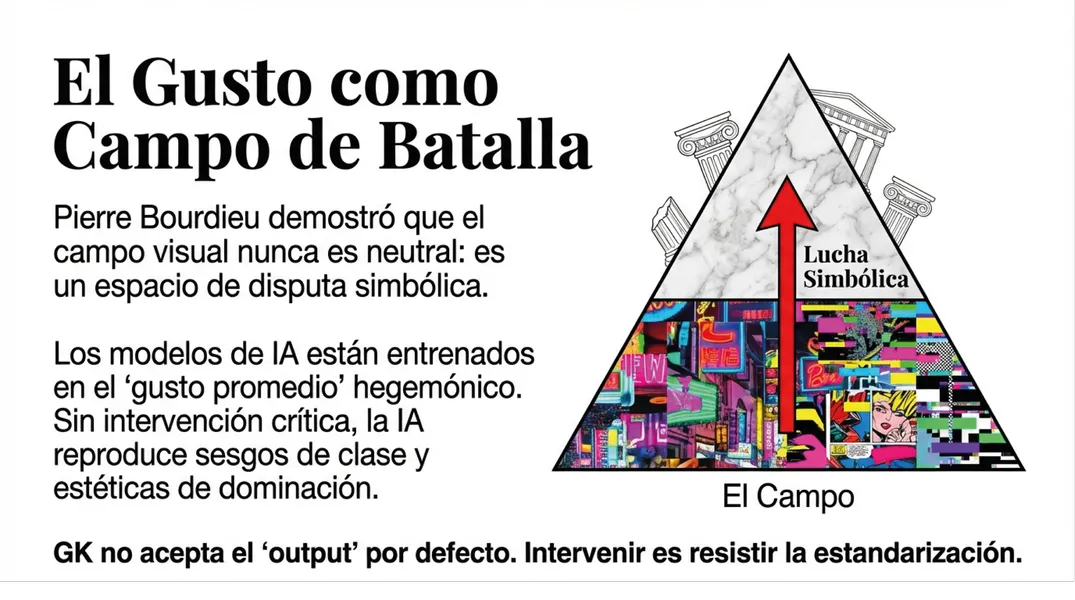 diagrama visual sobre el gusto como campo simbólico basado en las ideas de Pierre Bourdieu