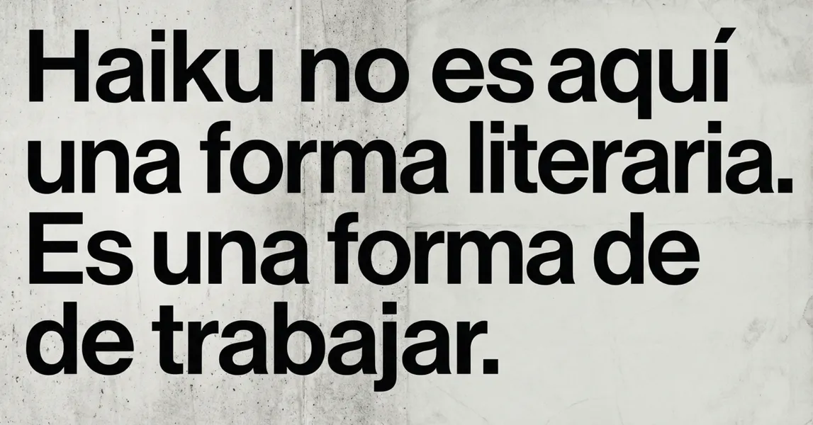 texto tipográfico afirmando que el haiku visual es un método de trabajo creativo